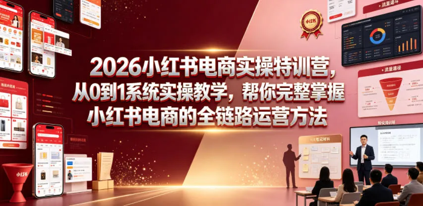 2026小红书电商实操特训营，从0到1系统实操教学，帮你完整掌握小红书电商的全链路运营方法-续财库