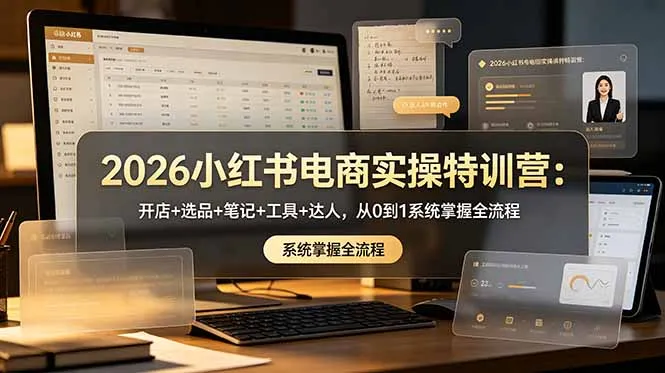 2026小红书电商实操特训营：开店+选品+笔记+工具+达人，从0到1系统掌握全流程-续财库