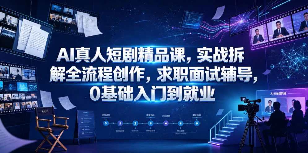 AI真人短剧精品课，实战拆解全流程创作，求职面试辅导，0基础入门到就业-续财库