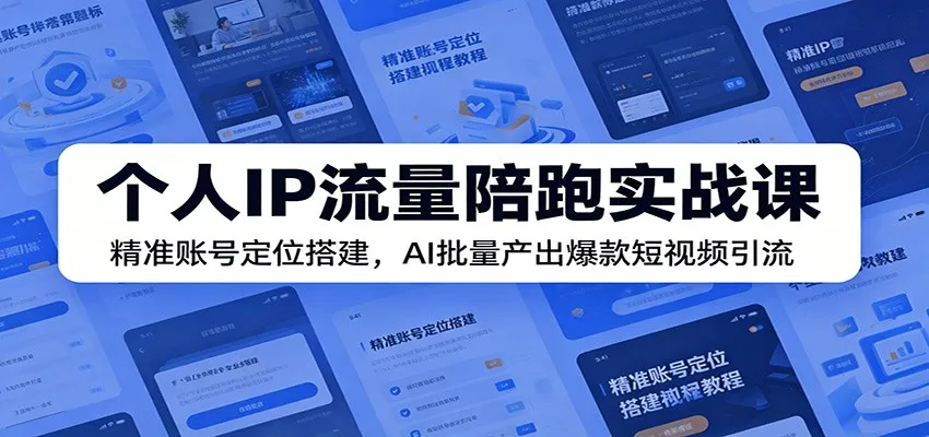 个人IP流量陪跑实战课:精准账号定位搭建,AI批量产出爆款短视频引流-续财库