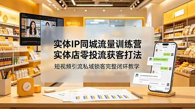 实体IP同城流量训练营：实体店零投流获客打法，短视频引流私域锁客完整闭环教学-续财库