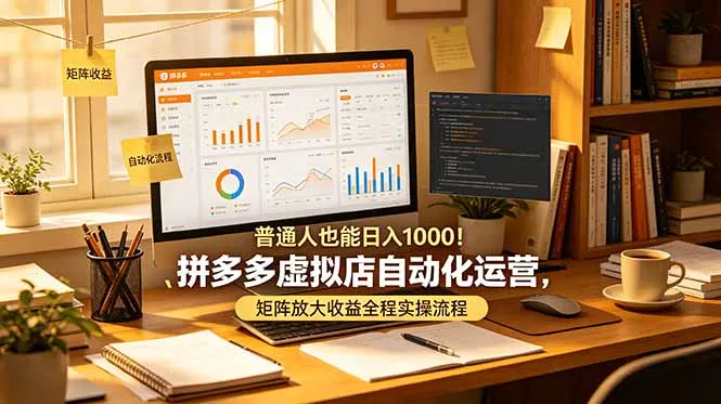 普通人也能日入 1000！拼多多虚拟店自动化运营，矩阵放大收益全程实操流程-续财库
