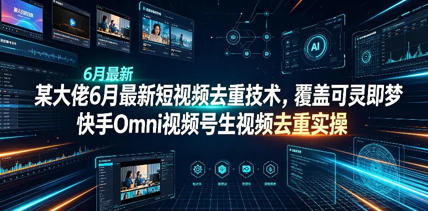 某大佬6月最新短视频去重技术，覆盖可灵即梦快手Omni视频号生视频去重实操-续财库
