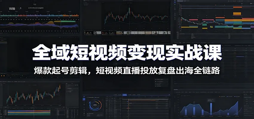 全域短视频变现实战课：爆款起号剪辑，短视频直播投放复盘出海全链路-续财库