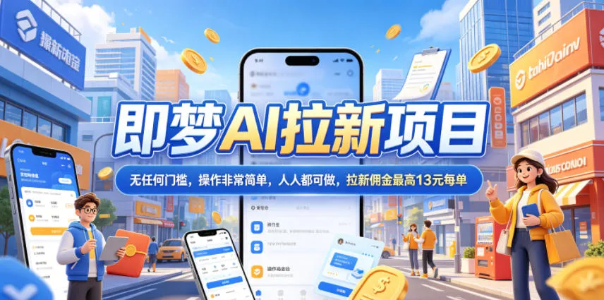 2026年即梦AI拉新项目最新玩法，无任何门槛，操作非常简单，人人都可做，拉新佣金最高13米每单(更新6月24日)-续财库
