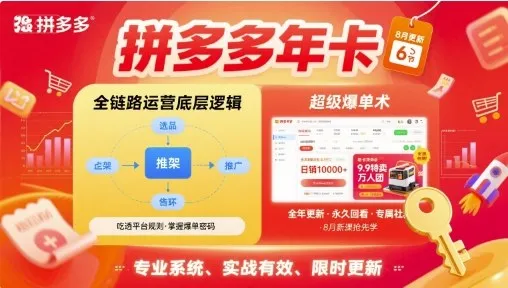 拼多多年卡,拼多多全链路运营底层逻辑,超级爆单术【更新26年6月】-续财库