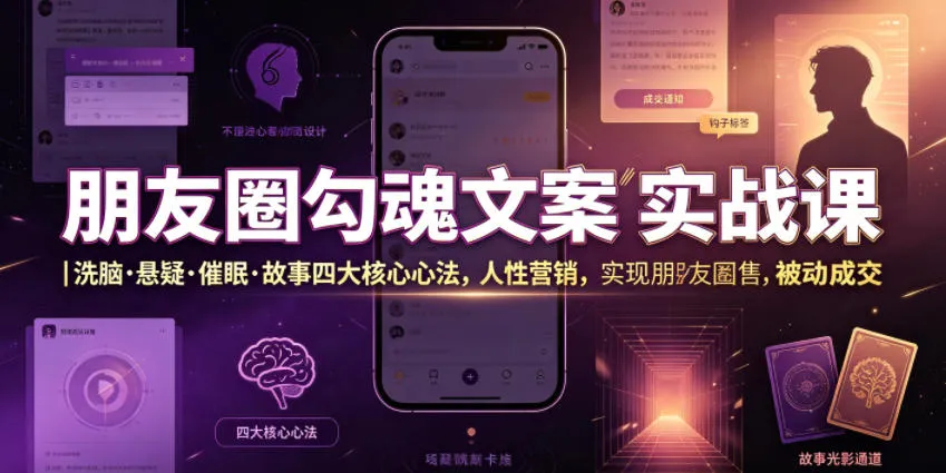 朋友圈勾魂文案实战课|洗脑·悬疑·催眠·故事四大核心心法,吃透人性营销,实现朋友圈不销而售被动成交-续财库