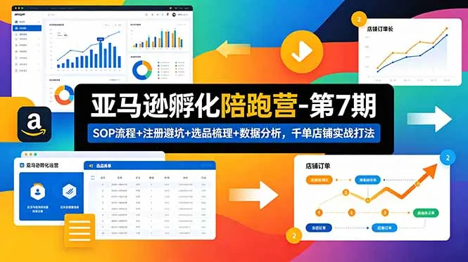亚马逊孵化陪跑营-第7期:SOP流程+注册避坑+选品梳理+数据分析,千单店铺实战打法(更新0625-续财库