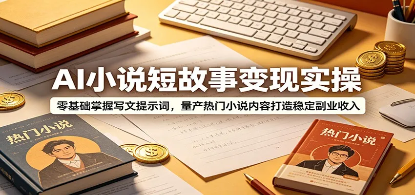 AI小说短故事变现实操：零基础掌握写文提示词，量产热门小说内容打造稳定副业收入-续财库