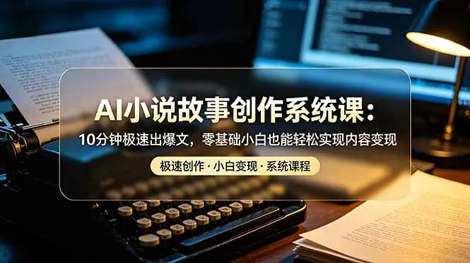 AI小说故事创作系统课：10分钟极速出爆文，零基础小白也能轻松实现内容变现-续财库