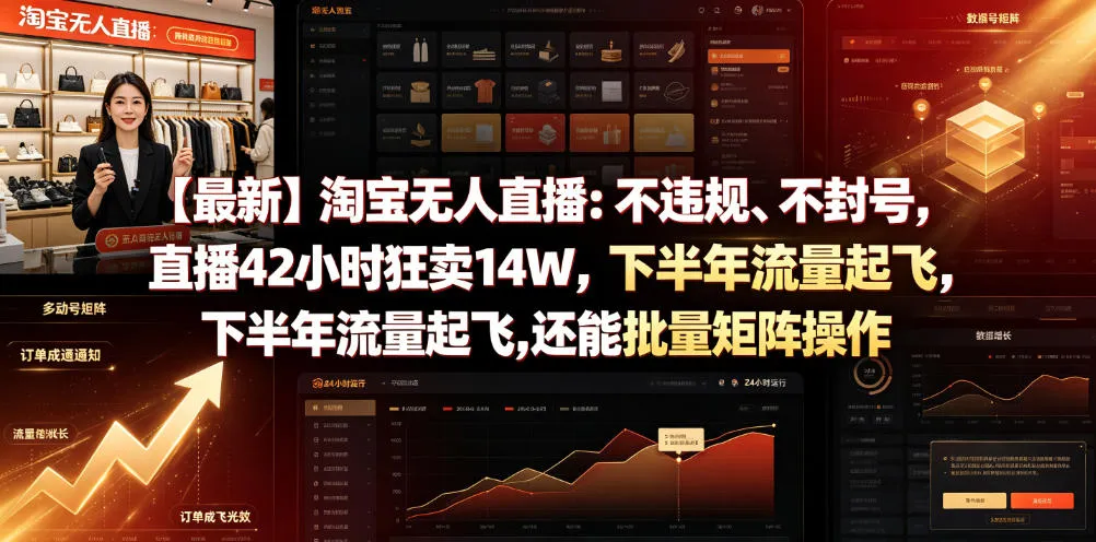 【最新】淘宝无人直播:不违规、不封号,直播42小时狂卖14W,下半年流量起飞,还能批量矩阵操作【揭秘】-续财库