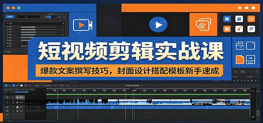 短视频剪辑实战课：爆款文案撰写技巧，封面设计搭配模板新手速成-续财库