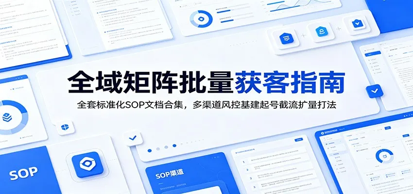 全域矩阵批量获客指南：全套标准化SOP文档合集，多渠道风控基建起号截流扩量打法-续财库