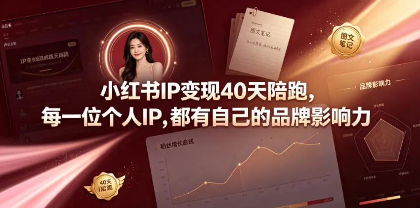 小红书IP变现40天陪跑,每一位个人IP,都有自己的品牌影响力-续财库