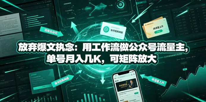 放弃爆文执念:用工作流做公众号流量主,单号月入几K,可矩阵放大-续财库