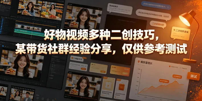 好物视频多种二创技巧,某带货社群经验分享,仅供参考测试-续财库
