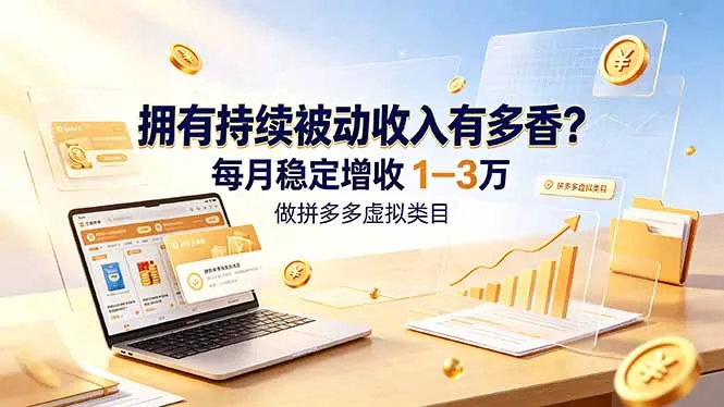 拥有持续被动收入有多香?做拼多多虚拟类目,每月稳定增收 1-3 万-续财库