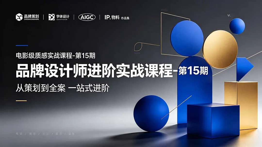 品牌设计师进阶实战课程-第15期，从策划到全案，品牌策划+中英文字体+标志设计+AIGC+IP+物料+VI+作品集一站式进阶-续财库