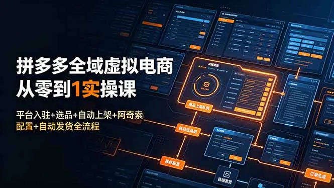 拼多多全域虚拟电商从零到1实操课：平台入驻+选品+自动上架+阿奇索配置+自动发货全流程-续财库