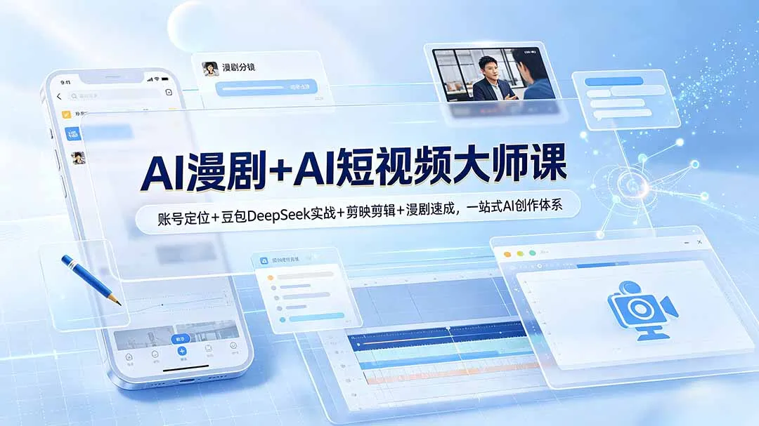 AI漫剧+AI短视频大师课:账号定位+豆包DeepSeek实战+剪映剪辑+漫剧速成,一站式AI创作体系-续财库