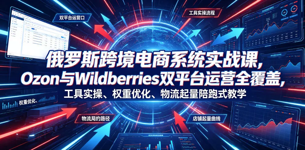 俄罗斯跨境电商系统实战课，Ozon与Wildberries双平台运营全覆盖，工具实操、权重优化、物流履约、店铺起量陪跑式教学-续财库