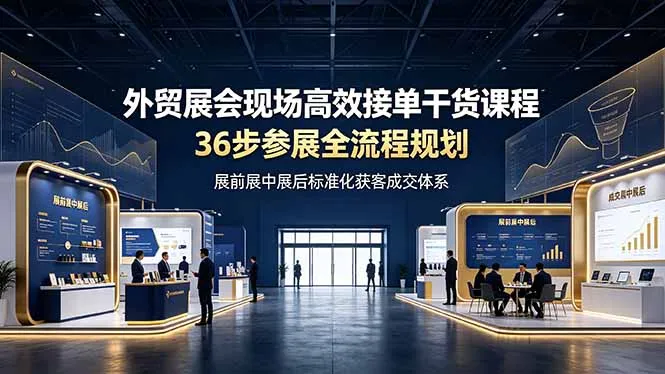 外贸展会现场高效接单干货课程，36步参展全流程规划，展前展中展后标准化获客成交体系-续财库