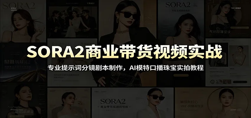 SORA2商业带货视频实战：专业提示词分镜剧本制作，AI模特口播珠宝实拍教程-续财库