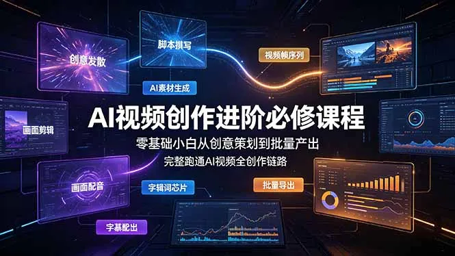AI视频创作进阶必修课程:零基础小白从创意策划到批量产出,完整跑通AI视频全创作链路-续财库