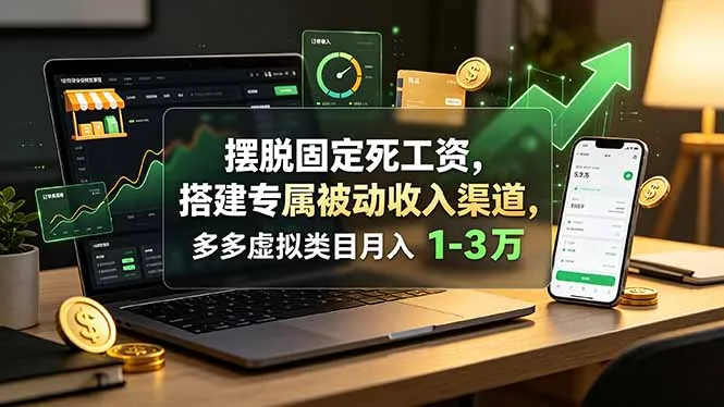 摆脱固定死工资，搭建专属被动收入渠道，多多虚拟类目月入 1-3 万-续财库