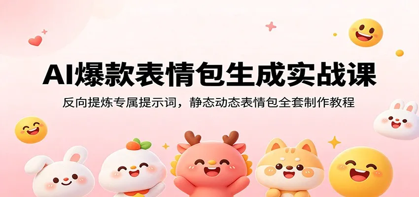 AI爆款表情包生成实战课:反向提炼专属提示词,静态动态表情包全套制作教程-续财库