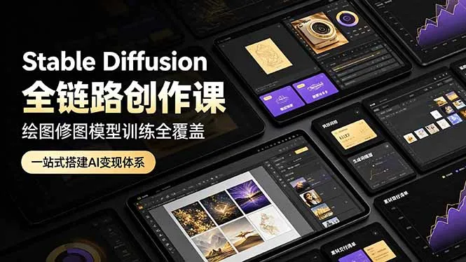 Stable Diffusion全链路创作课，绘图修图模型训练全覆盖，一站式搭建AI变现体系-续财库