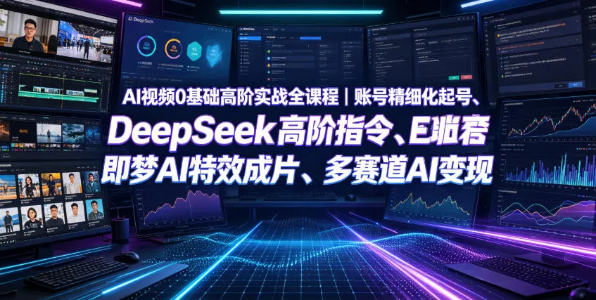 AI视频0基础高阶实战全课程｜账号精细化起号、DeepSeek高阶指令、即梦AI特效成片、多赛道AI短视频量产变现-续财库
