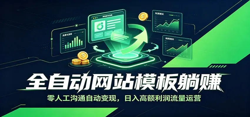 全自动网站模板躺赚:零人工沟通自动变现,日入高额利润流量运营-续财库