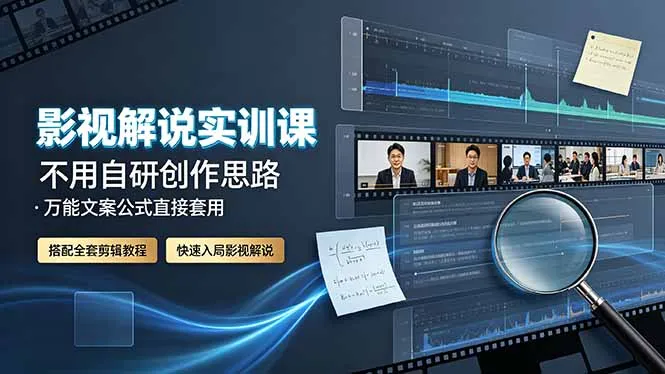 影视解说实训课：不用自研创作思路，万能文案公式直接套用，搭配全套剪辑教程，快速入局影视解说-续财库