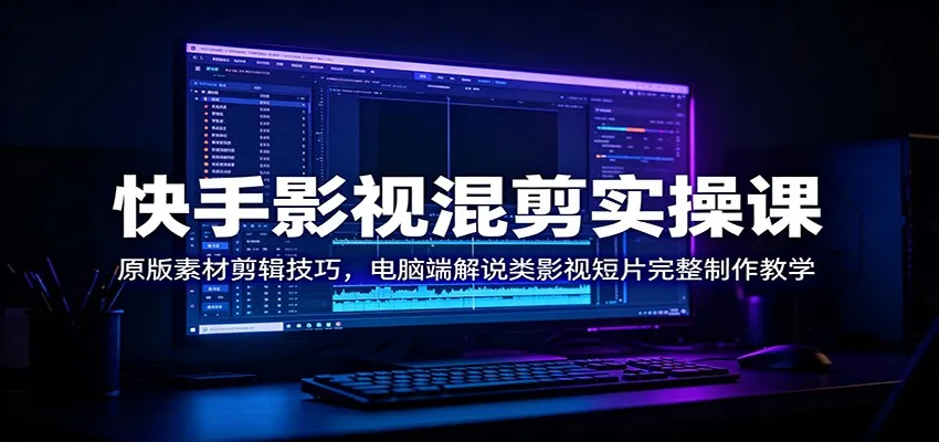 快手影视混剪实操课：原版素材剪辑技巧，电脑端解说类影视短片完整制作教学-续财库