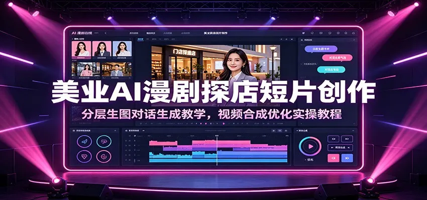 美业AI漫剧探店短片创作:分层生图对话生成教学,视频合成优化实操教程-续财库
