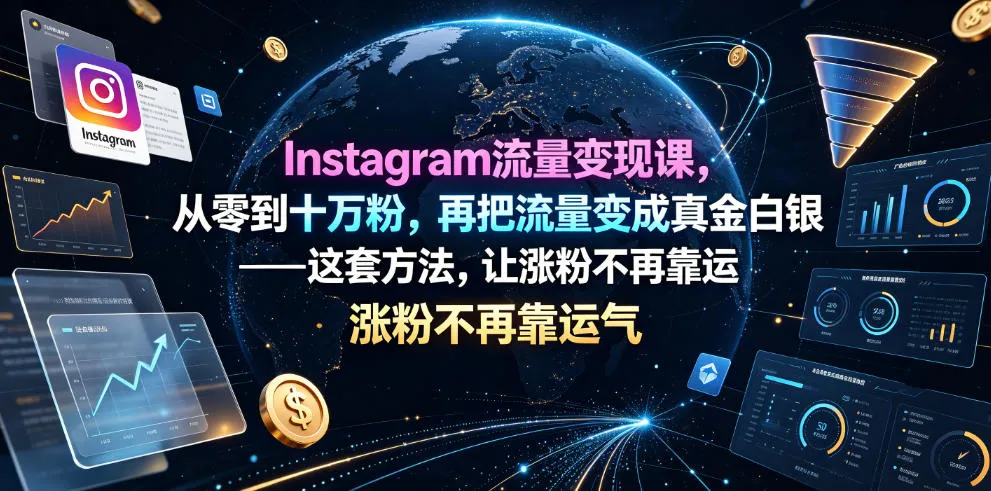 Instagram流量变现课，从零到十万粉，再把流量变成真金白银——这套方法，让涨粉不再靠运气【原创双语字幕】-续财库