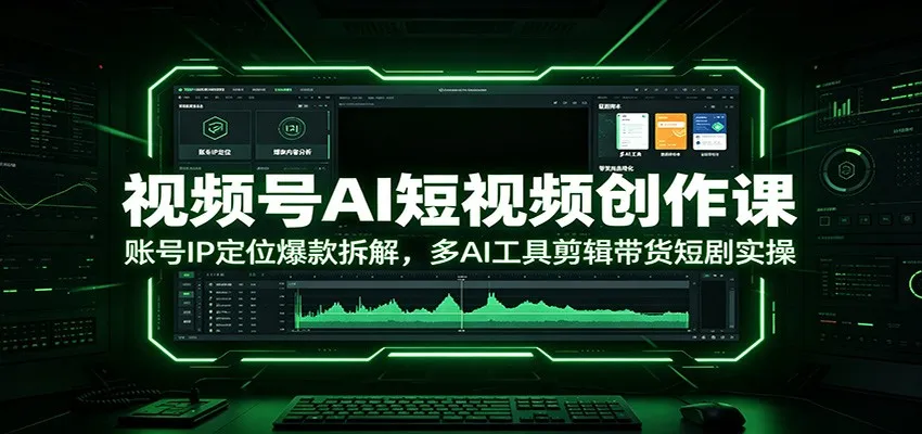 视频号AI短视频创作课：账号IP定位爆款拆解，多AI工具剪辑带货短剧实操-续财库