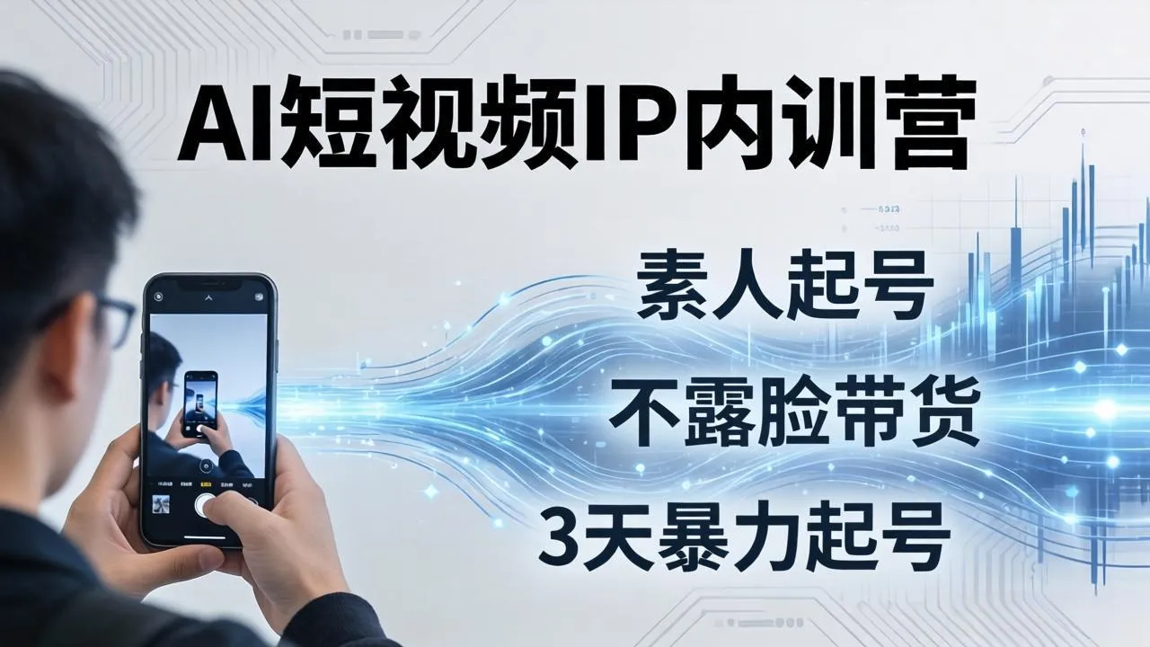 2026AI短视频IP内训营-更新：从素人起号到不露脸带货，3天暴力起号全流程拆解-续财库