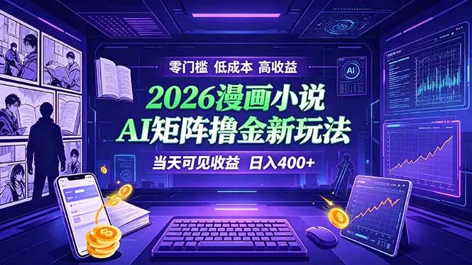 爆款小说漫画大阅读    ai矩阵操作    当天可见收益  日入400+    零门槛    高收益-续财库