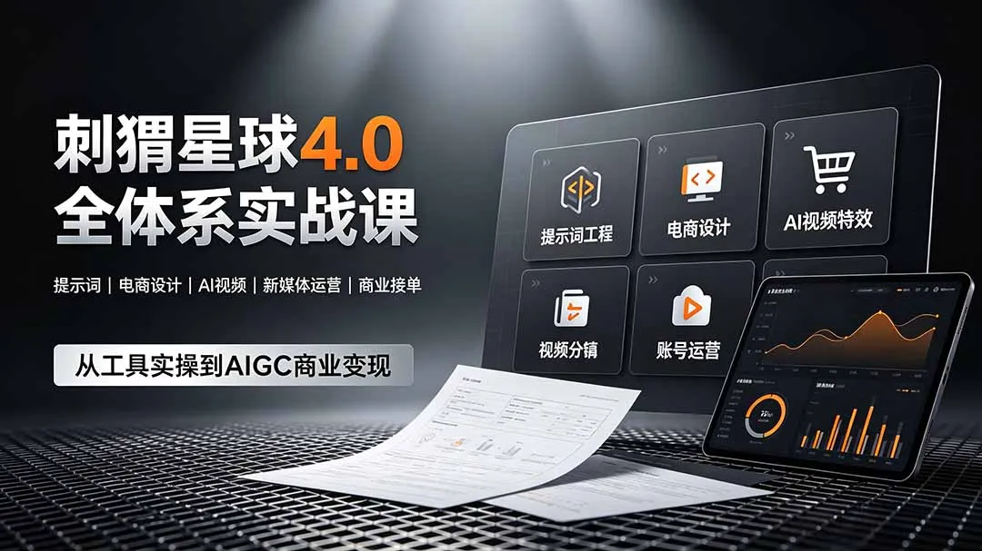 刺猬星球4.0全体系实战课,覆盖提示词工程、电商设计、AI视频特效与新媒体运营,一站式掌握AIGC商业核心技能-续财库