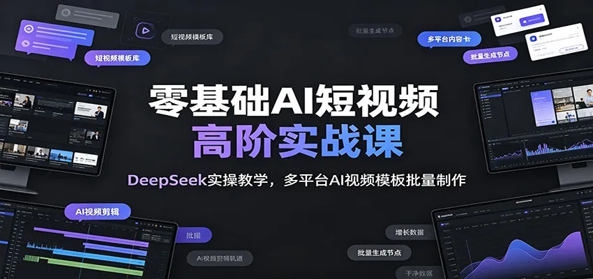零基础AI短视频高阶实战课：DeepSeek实操教学，多平台AI视频模板批量制作-续财库