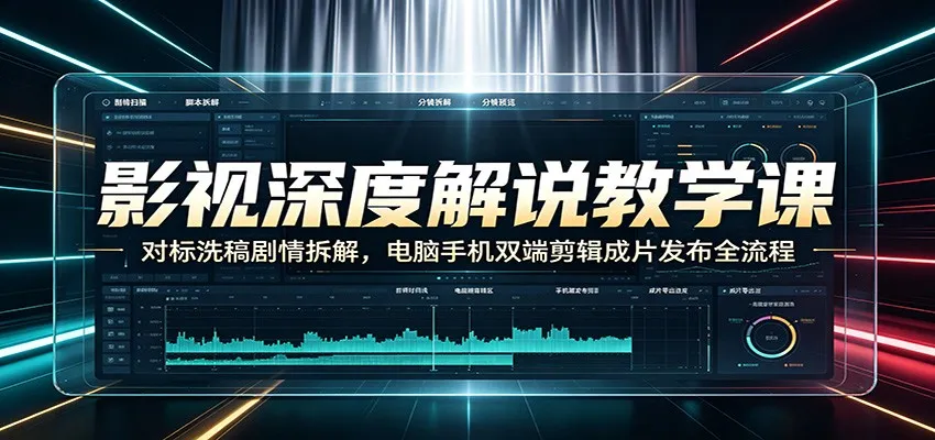 影视深度解说教学课：对标洗稿剧情拆解，电脑手机双端剪辑成片发布全流程-续财库