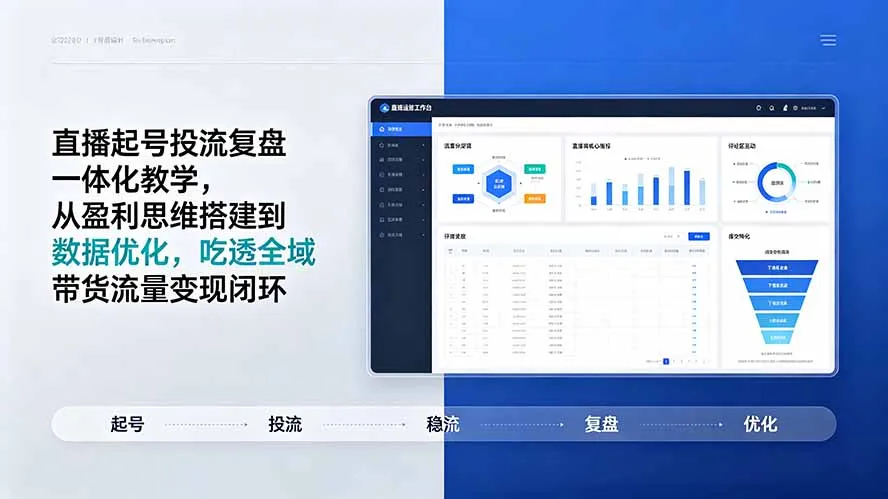 直播起号投流复盘一体化教学，从盈利思维搭建到数据优化，吃透全域带货流量变现闭环-续财库