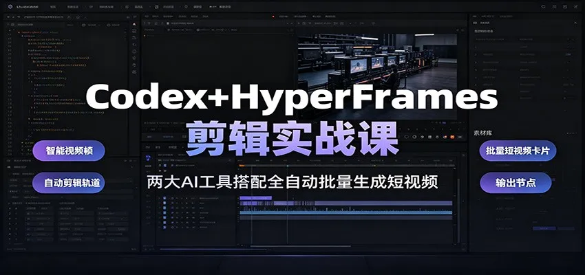 Codex+HyperFrames剪辑实战课：两大AI工具搭配全自动批量生成短视频-续财库