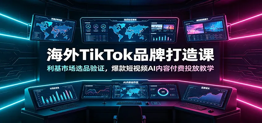 海外TikTok品牌打造课：利基市场选品验证，爆款短视频AI内容付费投放教学-续财库