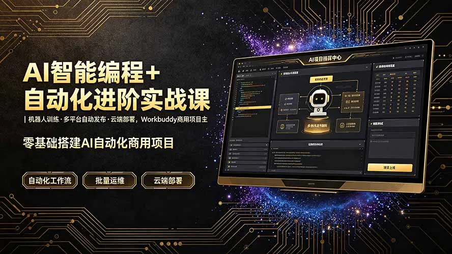 AI智能编程+自动化进阶实战课｜机器人训练·多平台自动发布·云端部署，Workbuddy商用项目全流程教学-续财库