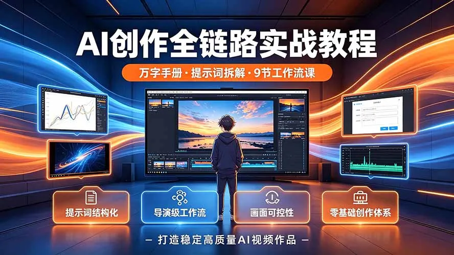 AI创作全链路实战教程|万字手册·提示词拆解·9节工作流课,打造稳定高质量AI视频作品-续财库