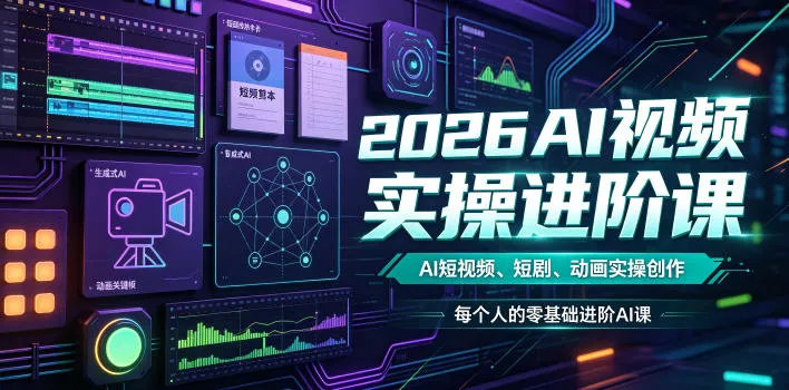 2026AI视频实操进阶课，AI短视频、短剧、动画实操创作，每个人的零基础进阶ai课-续财库