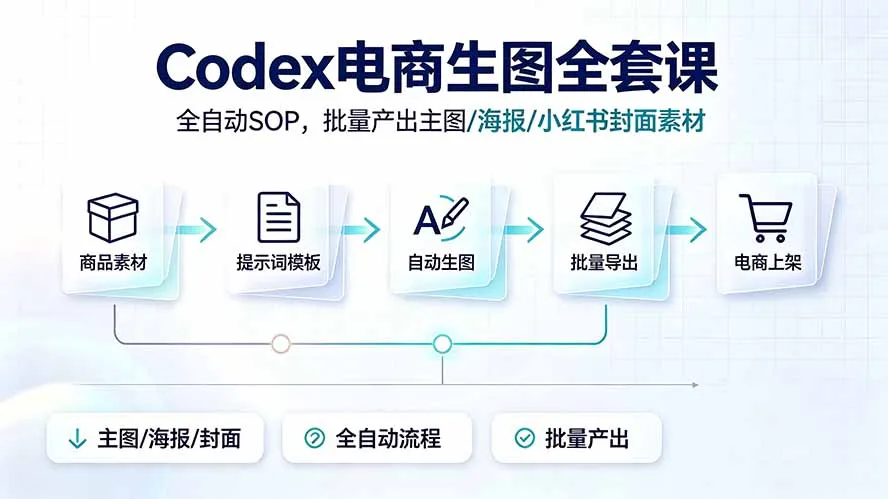 Codex电商生图全套课｜全自动SOP，批量产出主图/海报/小红书封面素材-续财库